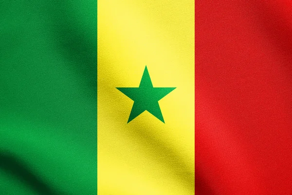 Flagge des Senegal weht mit Stoffstruktur — Stockfoto