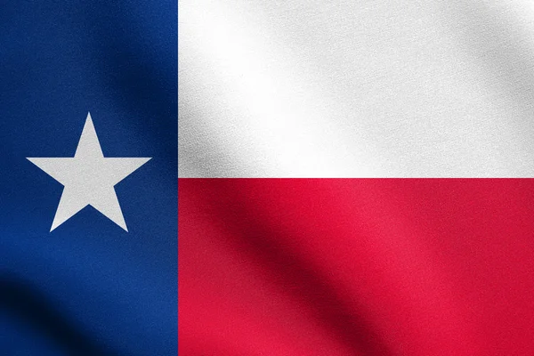Flagge der Texas weht mit Stoffstruktur — Stockfoto