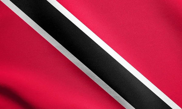 Bandera de Trinidad y Tobago ondeando, textura de tela — Foto de Stock