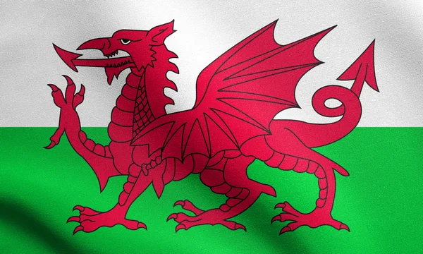 Flag of Wales waving with fabric texture — Stock Photo, Image