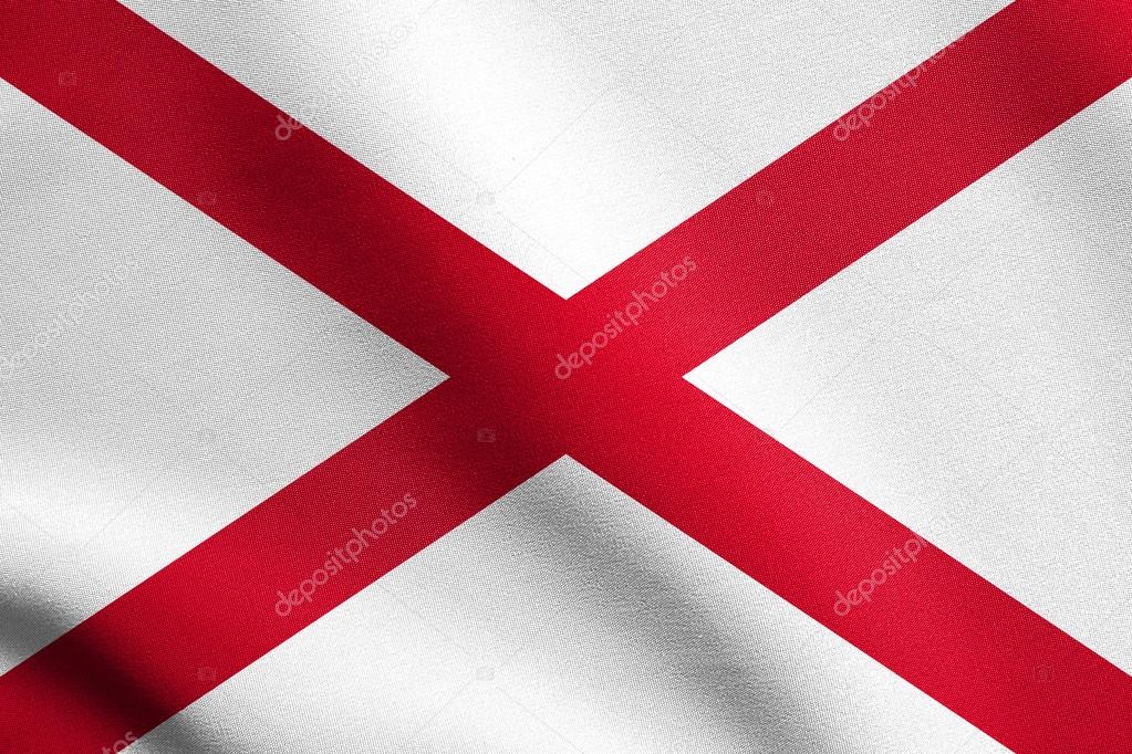 Flag of Alabama waving with fabric texture
