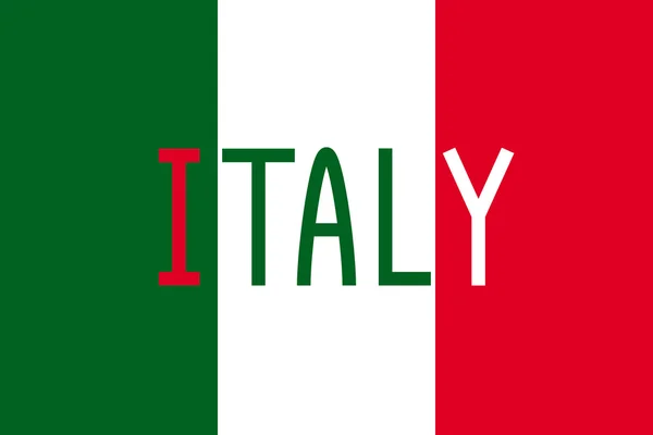 Bendera dan kata Italia - Stok Vektor
