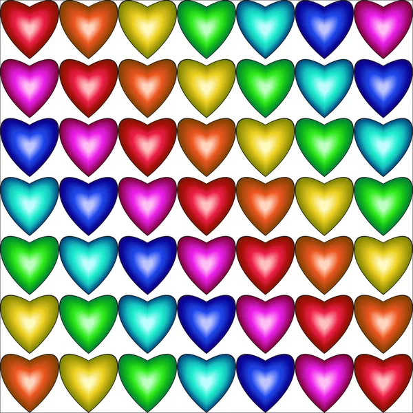 Nahtloses Muster mit Herzen in Regenbogenfarben — Stockvektor
