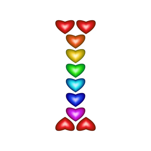 Carta que hice de corazones multicolores — Archivo Imágenes Vectoriales