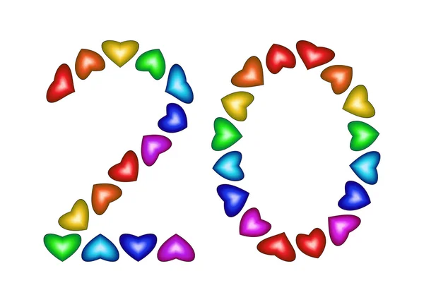 Number 100 made of multicolored hearts — Stock Vector ...
