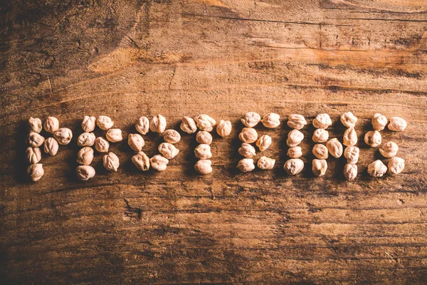 Proteínas escritas em madeira — Fotografia de Stock