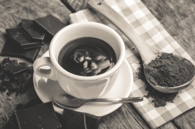 sıcak çikolata Kupası - siyah ve beyaz fotoğraf