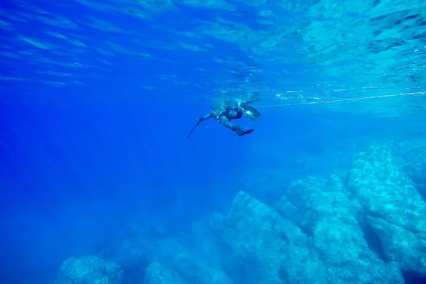 Freediver spearfishing 스포츠 — 스톡 사진