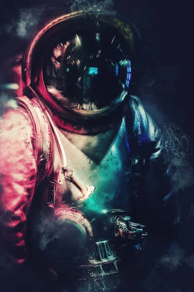 Astronaut Aus Der Vergangenheit Zeitreise Konzept Deep Space Voyage — Stockfoto