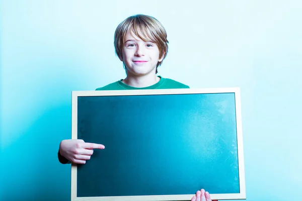 Little Boy Blackboard — Stock Photo, Image