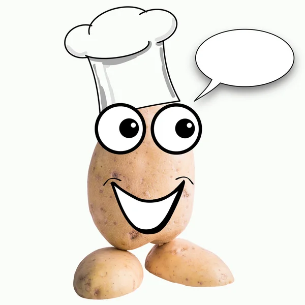 Kleine aardappel man chef-kok met strip cartoon — Stockfoto