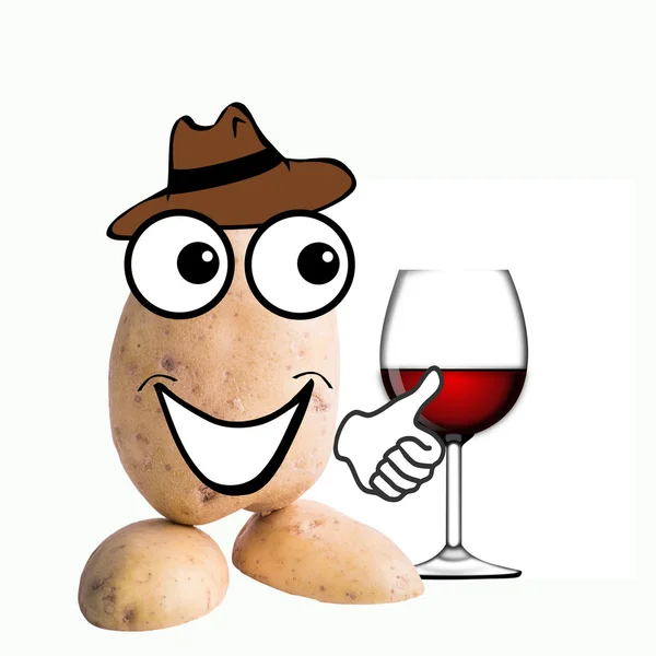 Piccolo bicchiere di vino uomo patata — Foto Stock