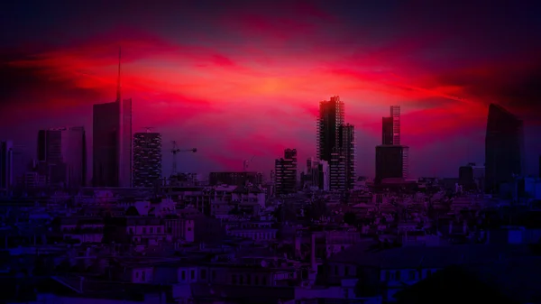 Milan city at dusk — Stock Photo, Image