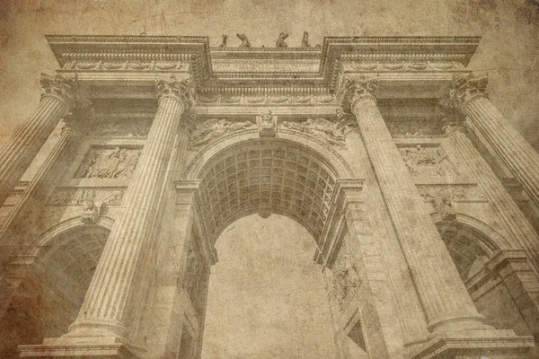 Arch of peace Milan Italy old postcard style — Stock Photo, Image