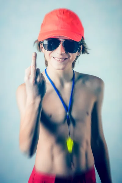 Beach lifeguard boy — Stock Photo, Image