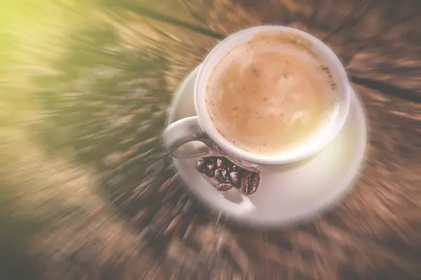 Morning cappuccino cup - blurred style photo — Stock Photo, Image