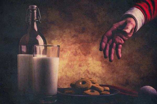 Milk and cookies for santa claus — Stock Photo, Image