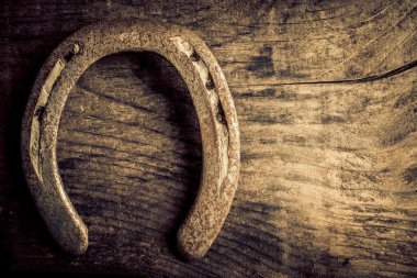 eski ahşap üzerine at nalı