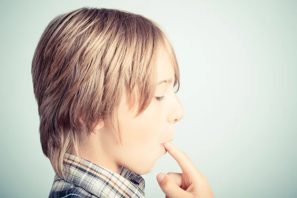 Little boy hazelnut cream — Stock Photo, Image