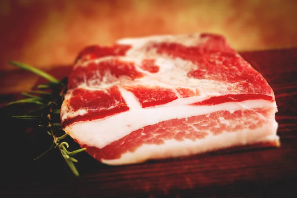 Italian bacon "pancetta"  tilt shift selective focus — Stock Photo, Image