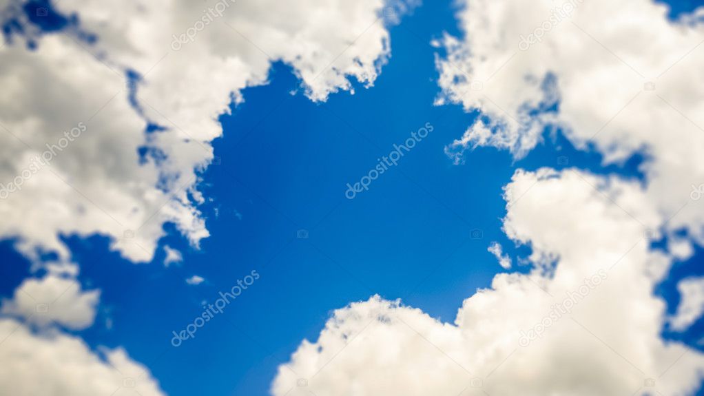 blue window in the cloudy sky