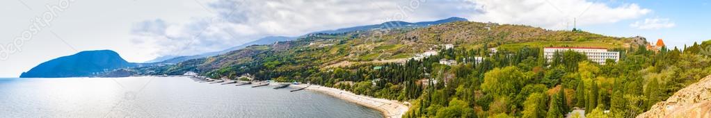 Panorama of the southern coast of Crimea, Ayu-Dag, Alushta