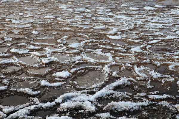 Trozos de hielo en el mar en primavera —  Fotos de Stock