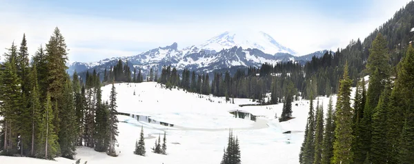 Panoramic view of Mount Rainier with snow cover — Stock Photo, Image