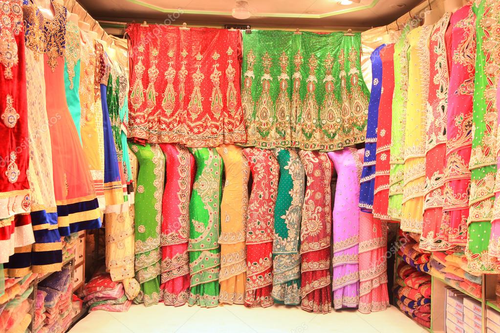 Saree display in showroom Display of Indian Sarees in the showroom