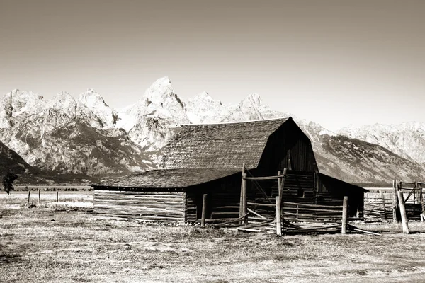 Stará mormonská stodola v Grand Tetons — Stock fotografie