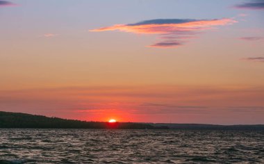Sunset at Lake Superior view from Sandpoint Beach, Munising, Michigan