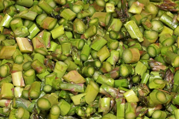 Close Shot Freshly Chopped Asparagus Small Pieces — Stock Photo, Image