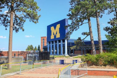 ANN ARBOR, MI - AUGUST 09,2020: University of Michigan stadium, is the largest stadium in the United States, and entire Western Hemisphere. clipart