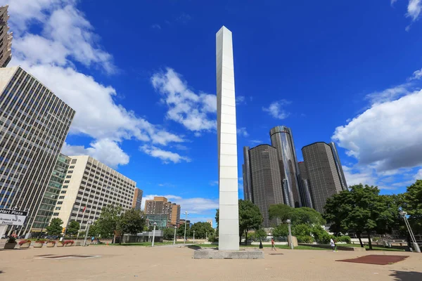 Detroit Ağustos 2020 Hart Plaza Antoine Laumet Mothe Nin 1701 — Stok fotoğraf