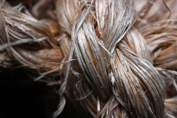 Extrême Gros Plan Vieux Filetage Fibres Tourné Avec Objectif Macro — Photo