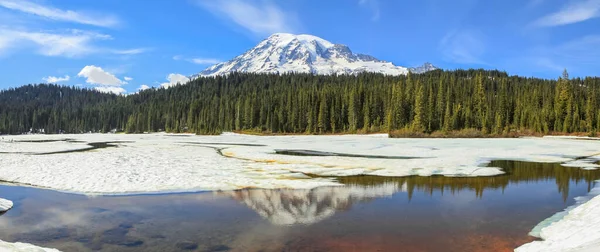 Panoramiczny Widok Krajobraz Jeziora Mirror Parku Narodowym Mount Rainier — Zdjęcie stockowe