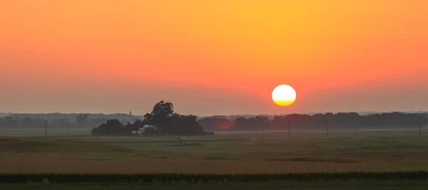 Panoramautsikt Över Fälten Solnedgången — Stockfoto