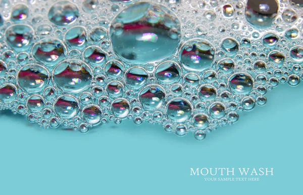 Extreme Close Shot Bubbles Mouth Wash Liquid — Stock Photo, Image