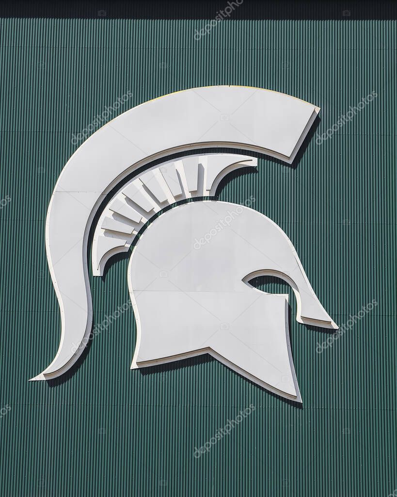 EAST LANSING, MI -22 AUGUST 2020- Symbol of Spartan in front of the entrance to the Spartan stadium at Michigan State University (MSU) in East Lansing.