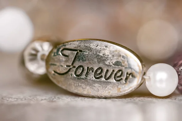 Close Shot Bead Forever Text Bracelet — Stock Photo, Image