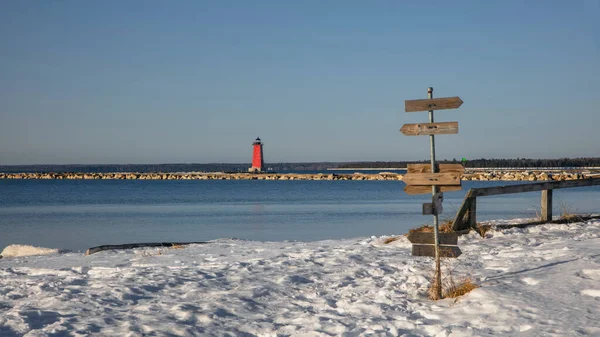 Manistique Světlý Dům Horním Poloostrově Michigan — Stock fotografie