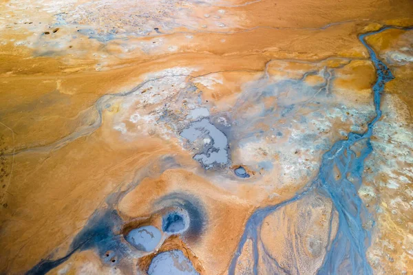 Luftaufnahme Der Geothermischen Aktivität Auf Dem Lavafeld Myvatn Gebiet Island — Stockfoto