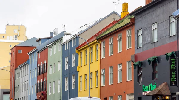 Reykjavik Iceland June 2021 Colorful Red Green Blue Yellow Houses — Stock Photo, Image