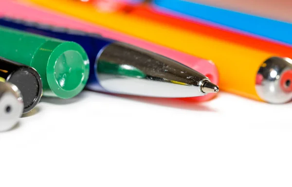 Close Shot Ball Point Tip Pen Other Colorful Pens — Stock Photo, Image