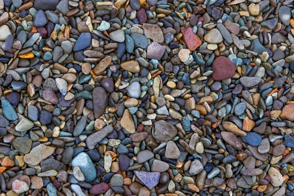 彩色光滑海滩石的自上而下视图 — 图库照片