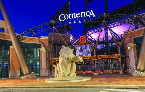 Detroit Michigan Usa August 2020 Entrance Comerica Park Stadium Nighttime — Stock Photo, Image