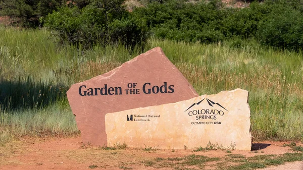 Colorado Springs Usa 2021 Július Istenek Kertje Nyilvános Park Bejárati — Stock Fotó