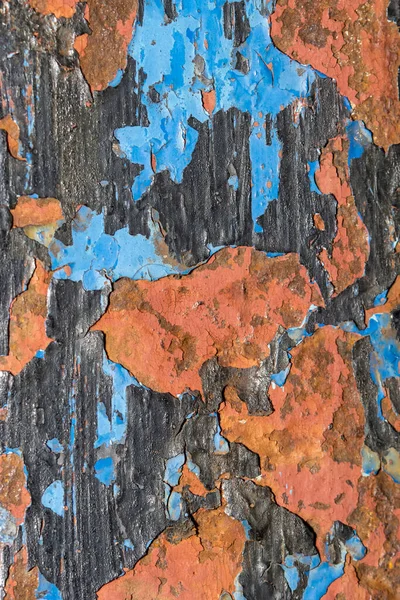 Pintura Vieja Agrietada Pelada Sobre Chapa Oxidada — Foto de Stock