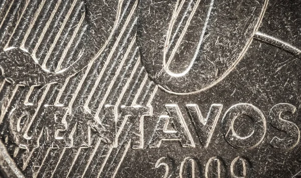 Extreme Close Shot Van Centavos Braziliaanse Munt — Stockfoto