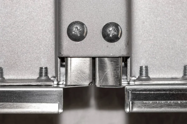 Close Shot Metal Bracket Joining Two Metal Frames Together — Stock Photo, Image